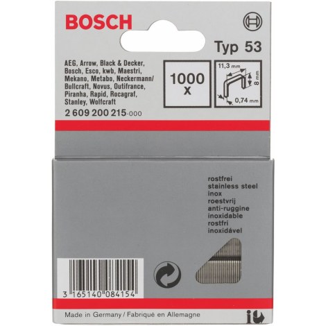 Niitit Bosch 2609200215; 11,4x8,0 mm; 1000 kpl.; tyyppi 53