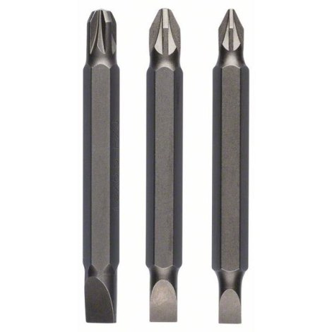 Kaksipuolinen ruuvinvääntimen terä Bosch 2609255958; S0,6x4,5-PZ1; S0,8x5,5-PZ2; S1,2x6,5-PZ3; 1/4''; 60 mm; 3 kpl.