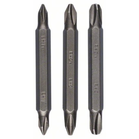 Kaksipuolinen ruuvinvääntimen terä Bosch 2609255961; PH1-PH1; PH2-PH2; PH3-PH3; 1/4''; 60 mm; 3 kpl.