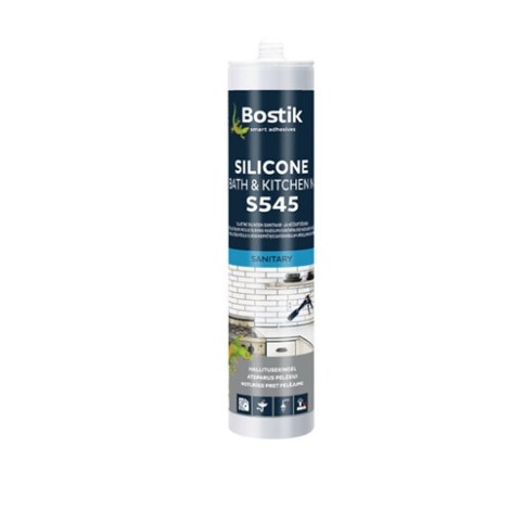 tiivistysmassa Bostik S545 SILICONE BATH & KITCHEN N; 300 ml; läpinäkyvä
