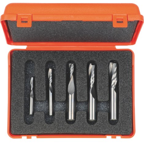 Jyrsinteräsarja  CMT upcut spiral; 1/4'' (6,35 mm) - 1/2'' (12,7 mm); 5 osat