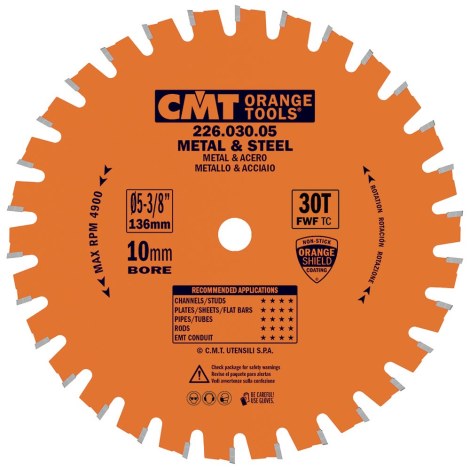 Katkaisulaikka metalli CMT 226; 136,5x1,5x10; Z30; 0°
