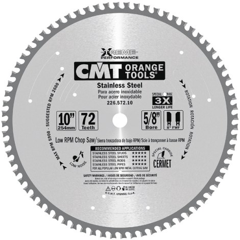 Katkaisulaikka metalli CMT 226; 254x2,2x15,87; Z72; 10°