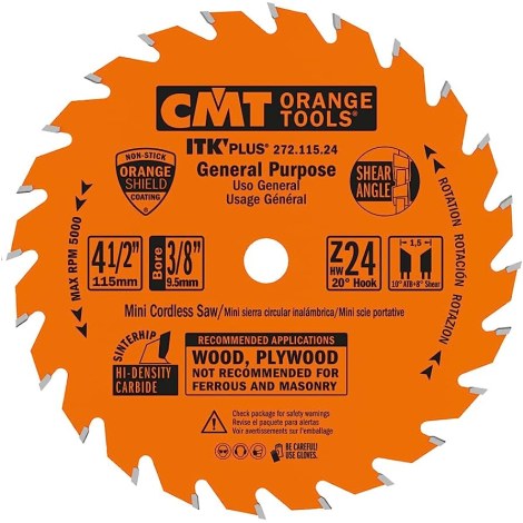 Katkaisuterä puulle CMT ITK-Plus® 271; 115x1,5x9,5; Z24; 20°