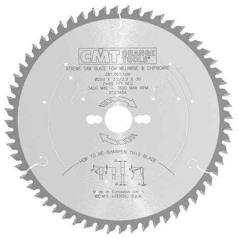 Katkaisuterä puulle CMT 281; 300x3.2x30; Z72; 6°