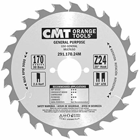 Katkaisuterä puulle CMT 291; 170x2,6x30; Z24; 20°