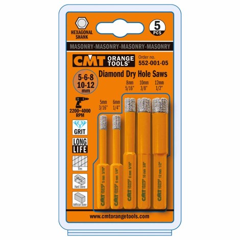 Timanttiporanteräsarja CMT 552-001-05; 5 kpl.