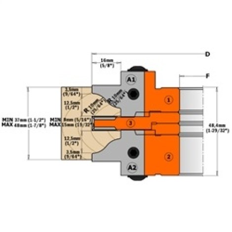 Profiiliveitset leikkuupäihin CMT 695.015.C1; 2 kpl.