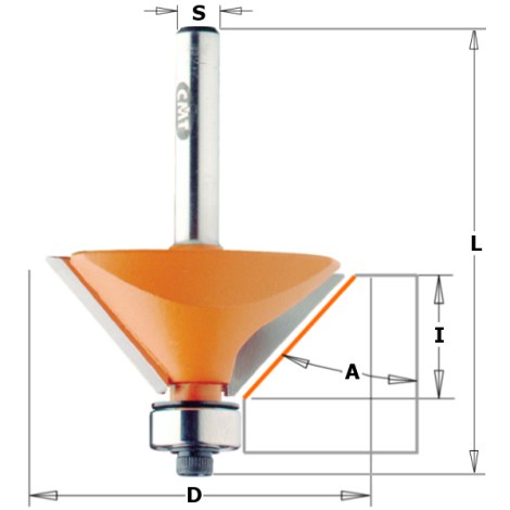 Viistejyrsin CMT; S=1/4''; D=22,2 mm; laakereilla
