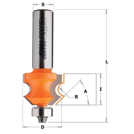 Urajyrsin pohjaterän kanssa CMT; S=1/2''; D=23,8 mm; R=4 mm; laakereilla