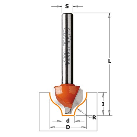 Profiilijyrsin B CMT; S=1/2''; D=25,4 mm; R=3,2 mm