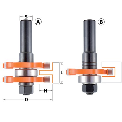 Jyrsinteräsarja  CMT tongue & groove; 12 mm; profile A+B; 2 osat