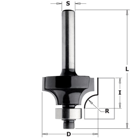 Pyöristysjyrsin CMT Contractor K938-445; R=16; S=8; D=44,7 mm; laakereilla