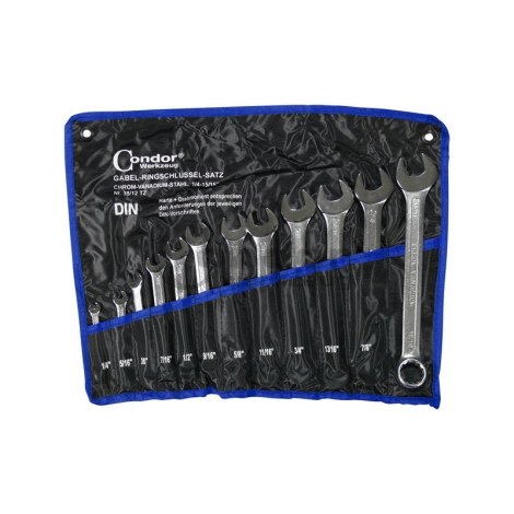 Yhdistelmä-avain-setti Condor Werkzeug C0035/12TZ; 1/4'' - 15/16''; 12 kpl.