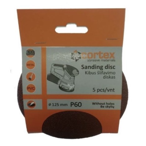 Hiomapaperi Cortex 18156; 125 mm; P60; 5 kpl.