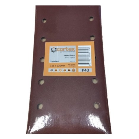Hiomapaperi tasohiomakoneeseen Cortex 31416; 115x230 mm; P60; 5 kpl.