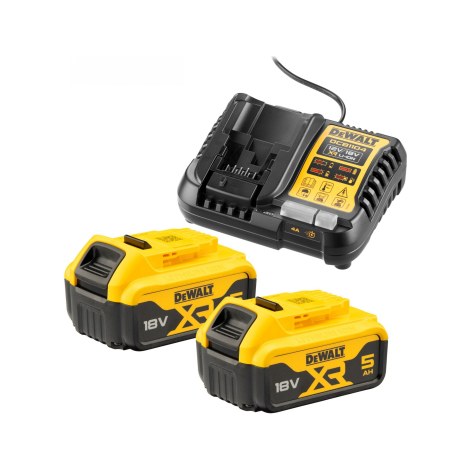 Tarvikesarja DeWalt DCB1104P2-QW; 18 V; 2x5,0 Ah akku