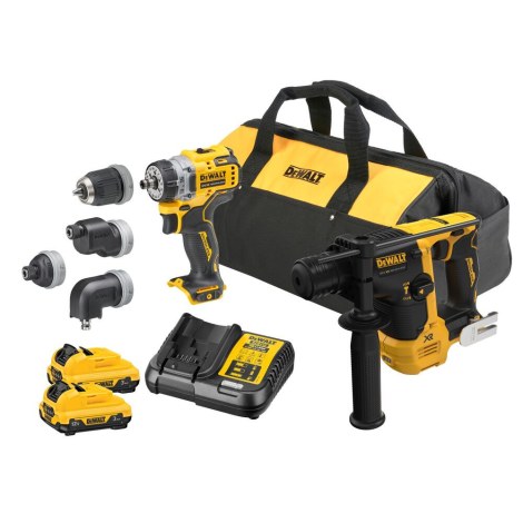 Työkalusarja DeWalt DCK2101L2-QW (DCH072N + DCD703NT); 12 V; 2x3,0 Ah akku