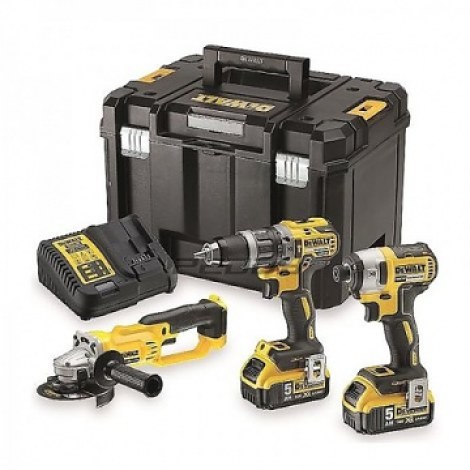 Työkalusarja DeWalt (DCD796 + DCF887 + DCG412); 18 V; 2x5,0 Ah akku