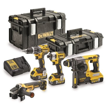 Työkalusarja DeWalt (DCG405 + DCH273 + DCD796 + DCF887); 18 V; 3x5,0 Ah akku