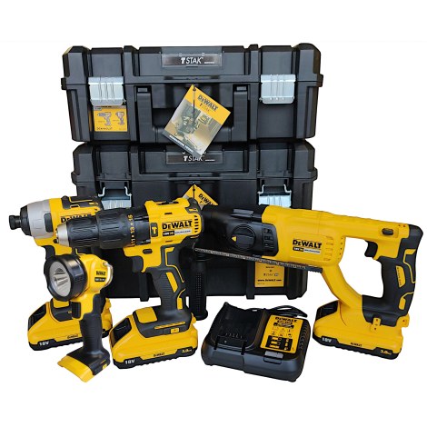 Työkalusarja DeWalt DCK440L3T-QW (DCD778 + DCF787 + DCH133 + DCL040); 18 V; 3x3,0 Ah akku