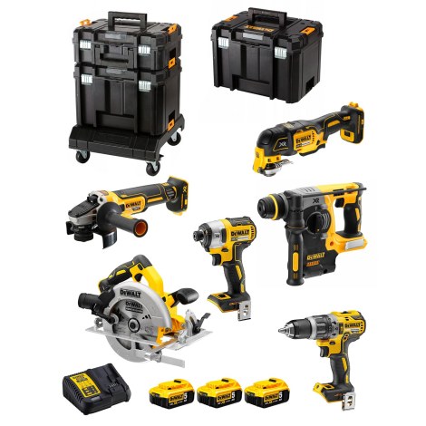 Työkalusarja DeWalt DCK685P3T-QW (DCD796 + DCF887 + DCH273 + DCG405 + DCS570 + DCS355); 18 V; 3x5,0 Ah akku
