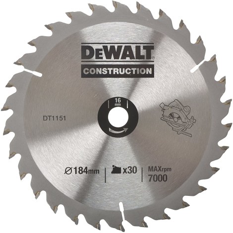 Katkaisuterä puulle DeWalt DT1151-QZ; 184x2,6x16 mm
