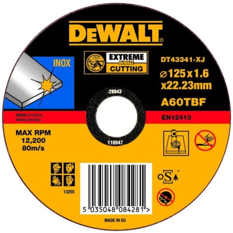 Hiova katkaisulaikka DeWalt DT43341-XJ; 125x1,6 mm