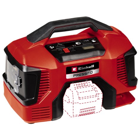 Akkukäyttöinen ilmapumppu Einhell PRESSITO 18/21 SOLO; 18 V (ilman akkua ja laturia)