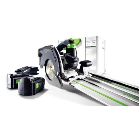 Akkupyörösaha Festool HKC 55 Li 5,2 EB-Set-FSK420; 18 V; 2x5,2 Ah akku + Ohjainkisko Festool FSK 420