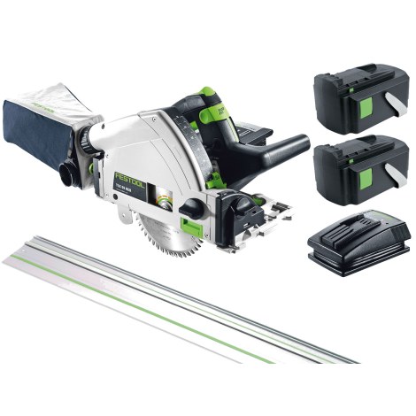 Akkupyörösaha Festool SC 55 Li 5,2 REB-Set-FS; 18 V; 2x5,2 Ah akku + Ohjainkisko Festool FS 1400/2