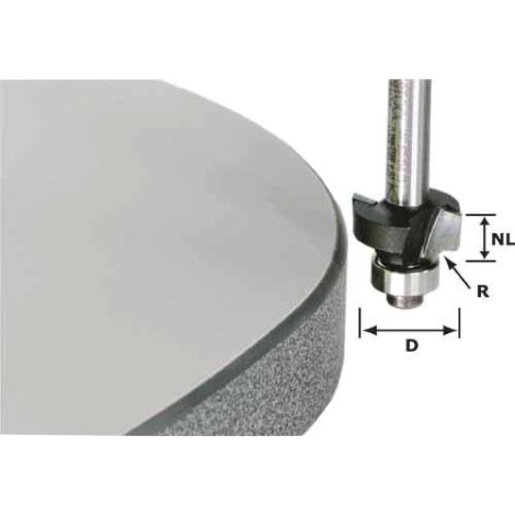 Klassinen S:n muotoinen pyöristys-/tasoitusjyrsin Festool 3/10/50 mm laakereilla