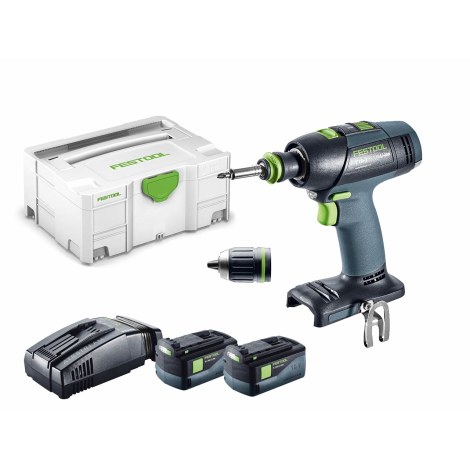Pora/ruuvinväännin Festool T 18+3 Li 5,2-Plus; 18 V; 2x5,2 Ah akku