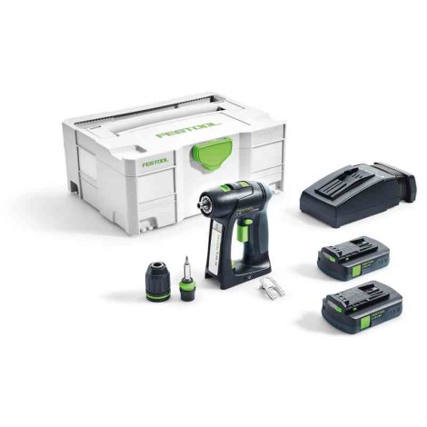 Pora/ruuvinväännin Festool C 18 Li 3,1-Compact; 18 V; 2x3,1 Ah akku