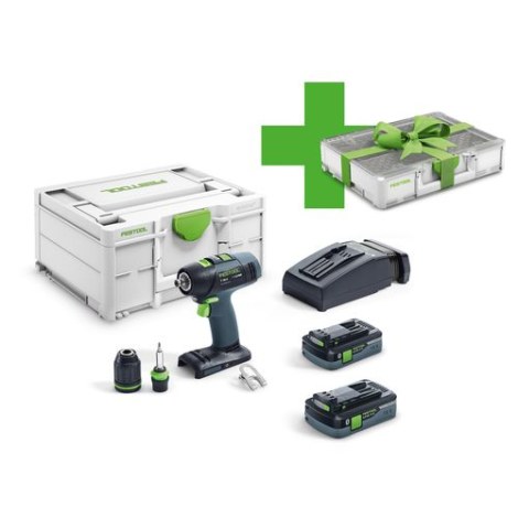 Pora/ruuvinväännin Festool T 18+3 HPC 4,0 I-Plus Organizer Edition; 18 V; 2x4,0 Ah akku