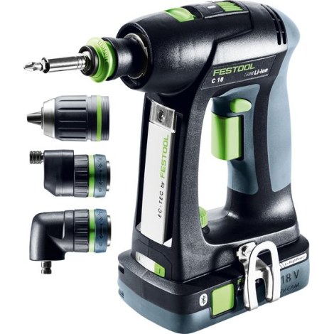 Pora/ruuvinväännin Festool C 18 HPC 4,0 I-Set;  18 V; 2x4,0 Ah akum akku