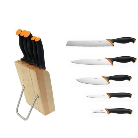 veitsisarja sisältäen veitsitelineen Fiskars 857197