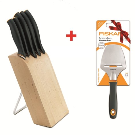Veitsisarja sisältäen veitsitelineen Fiskars ''FunctionalForm'' + Juustoveitsi