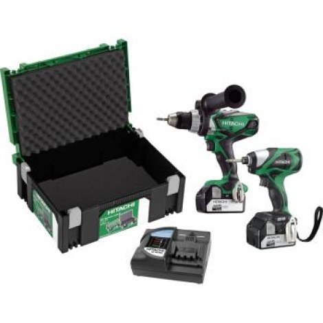 Työkalusarja Hitachi (DS18DSDL + WH18DBDL); 18 V; 2x4,0 Ah akku
