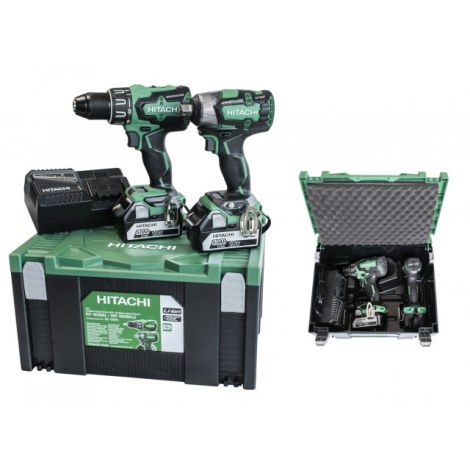 Työkalusarja Hitachi KC18DPL WB (DS18DBSL + WR18DBDL2); 18 V; 2x5,0 Ah akku
