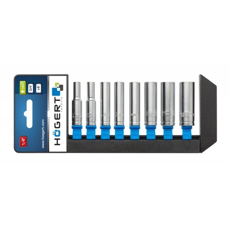 Kuusiohylsysarja Hogert HT1A886; 1/4''; 5,5-13 mm; 8 kpl.
