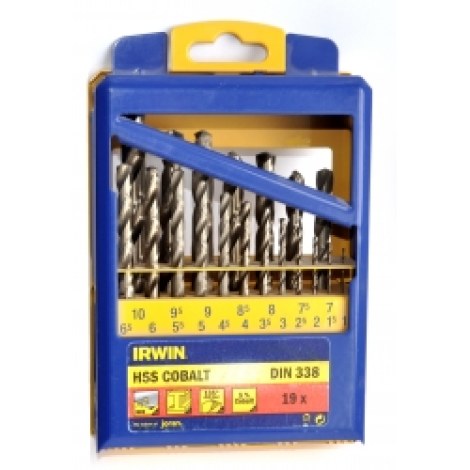 Metalliporanteräsarja Irwin Cobalt; 1-10 mm; 19 kpl.