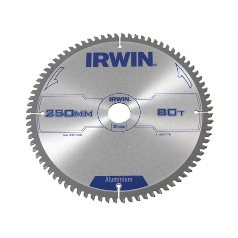 Pöyrösahantetä alumiinille Irwin; 250x2,5x30,0 mm; Z80; -6°