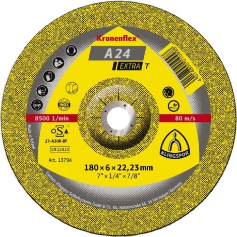 Hiomalaikka Klingspor A 24 Extra T; 180x6x22,23 mm; 10 kpl.