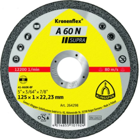 Hiova katkaisulaikka Klingspor A 60 N Supra; 115x1 mm; 25 kpl.