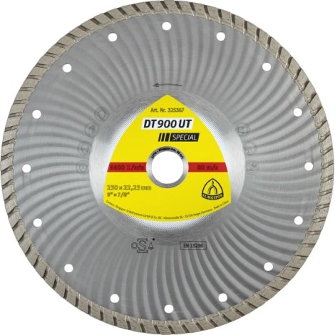 Timanttilevy märkäleikkaukseen Klingspor DT 900 UT Special; 115x2,2x22,23 mm