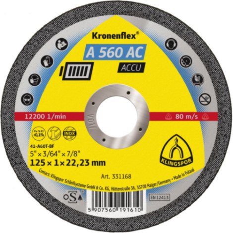 Hiova katkaisulaikka Klingspor 331168; 125x1 mm; 25 kpl.