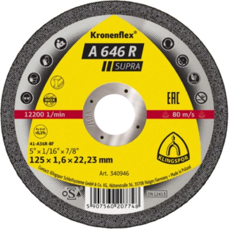 Hiova katkaisulaikka Klingspor A 646 R Supra; 115x1,6 mm; 25 kpl.