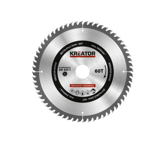 Katkaisulaikka Kreator KRT020422; 210x30 mm; Z60; 20°