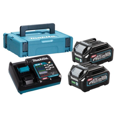 Akku Makita 191J81-6; XGT; 40 V; 2x2,5 Ah; Li-ion + Laturi + kantolaukku